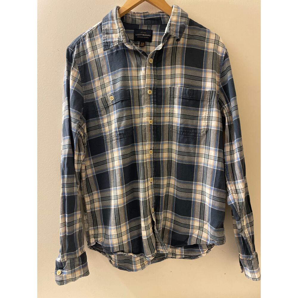 Lucky Brand Mens Size Medium Button Down Long Sleeve Dress Shirt Plaid